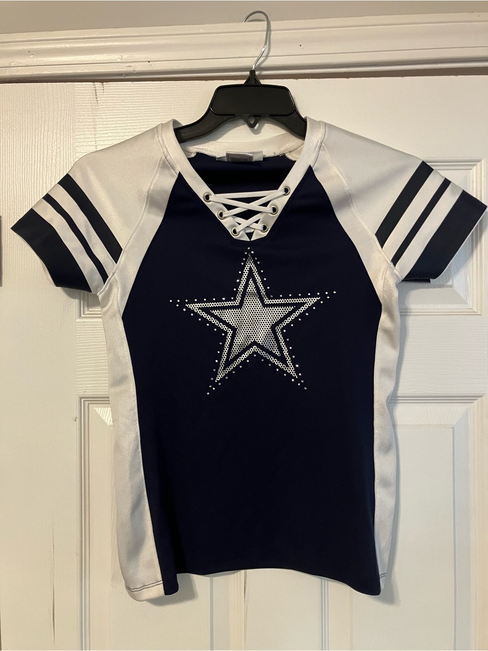 Dallas Cowboys Authentic Lace up Shirt Blue Short Sleeve Womens Size Small NFL
